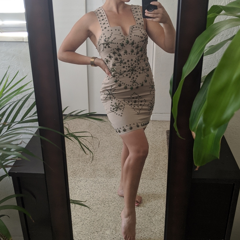 Tan Beaded Dress